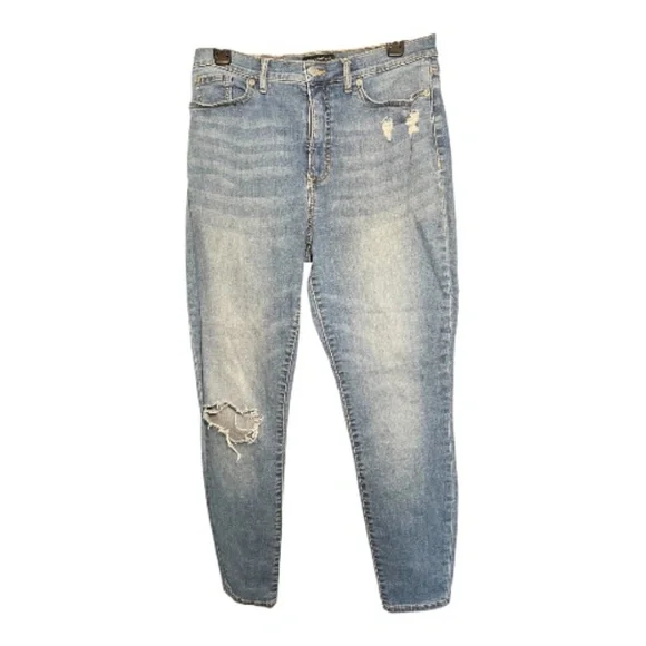 EUC Banana Republic high rise skinny distressed blue jeans | size 12 - Picture 2 of 10